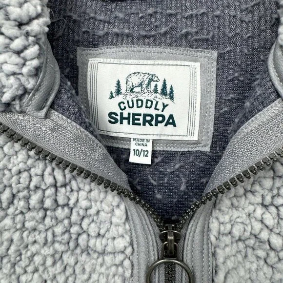 Cuddly Sherpa Girls 10/12 Fleece ¼ Zip Pullover Jacket Gray Cozy Warm Size 10/12 - Picture 3 of 9